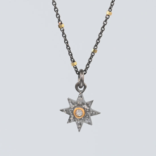 Load and play video in Gallery viewer, Rana Starburst Sterling Silver Moonstone Necklace
