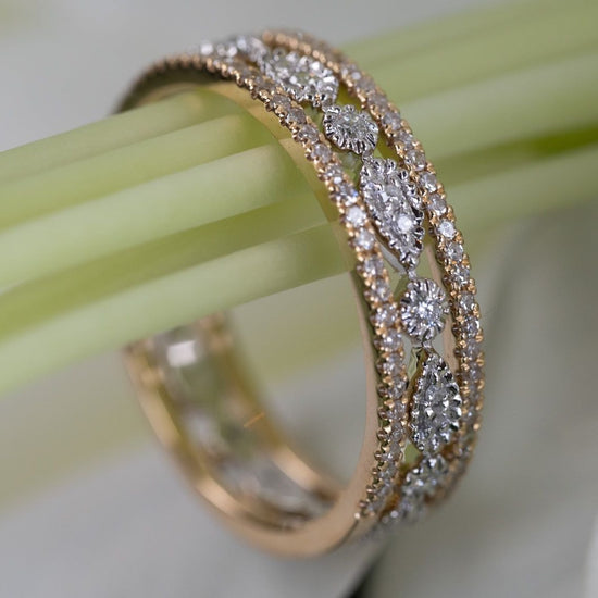 Load image into Gallery viewer, LIVEN 14K White Gold Pear Milgrain Eternity Band
