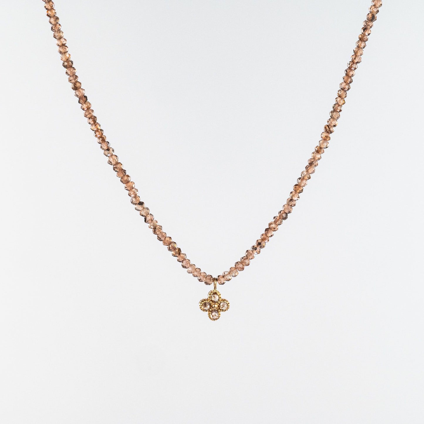 Load image into Gallery viewer, Andalusite Beaded Necklace with 18K Diamond Drop
