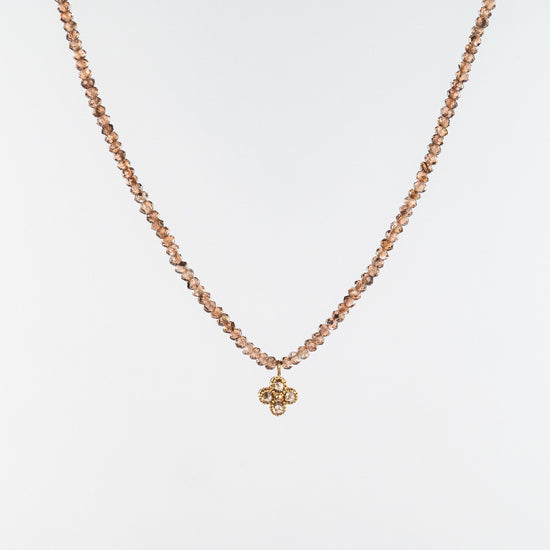 Load image into Gallery viewer, Andalusite Beaded Necklace with 18K Diamond Drop
