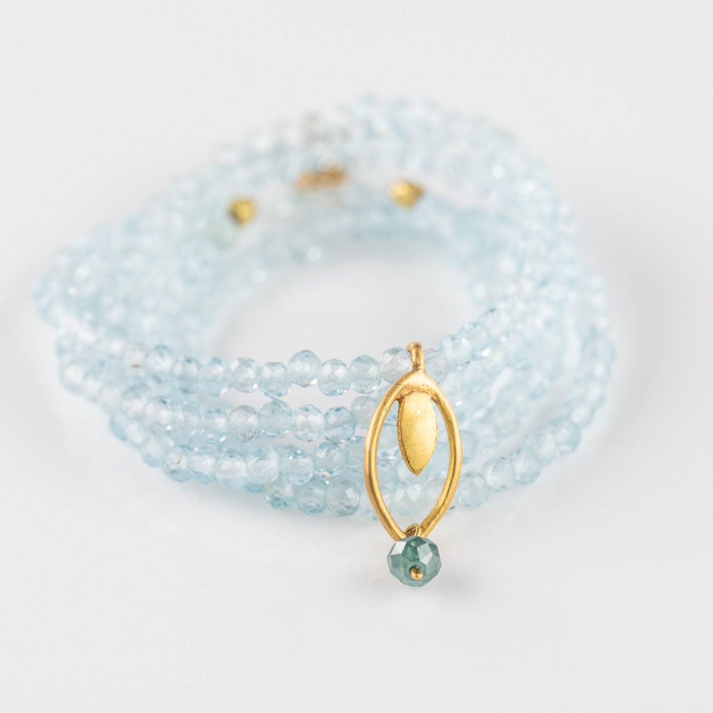 Load image into Gallery viewer, Blue Topaz Beaded Necklace with 18K Charm and Diamond Drop
