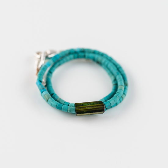 Heishi Turquoise + Tourmaline Beaded Bracelet