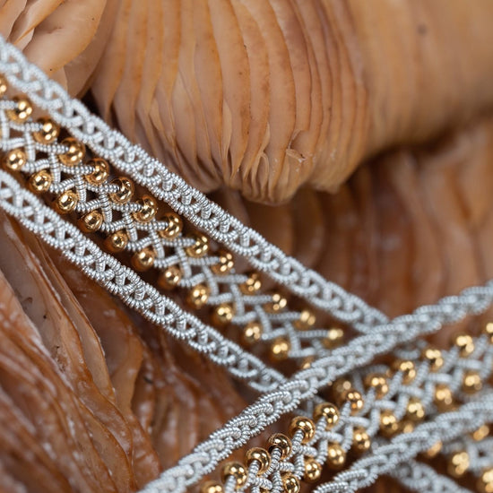 Load image into Gallery viewer, Lucia Silver and Gold Loose Strand Braid Bracelet with Khaki Closure
