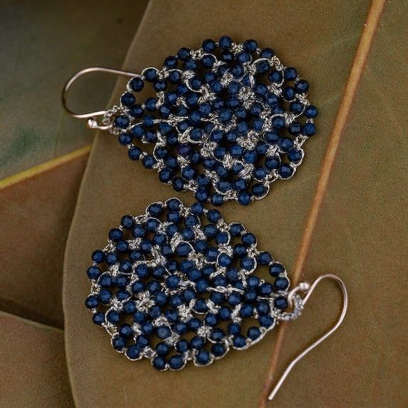 Danielle Welmond Woven Blue Sapphire Mosaic Teardrop Earring
