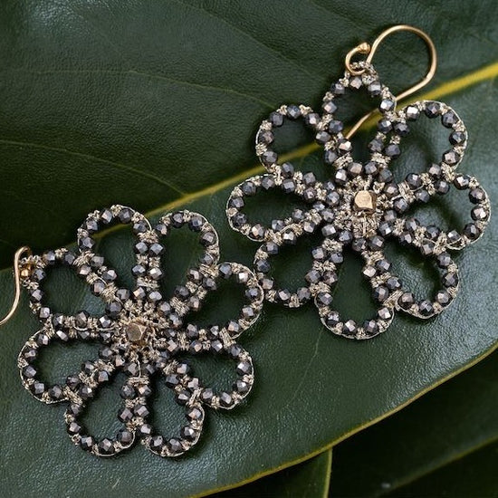 Danielle Welmond Woven Pyrite Flower Earrings