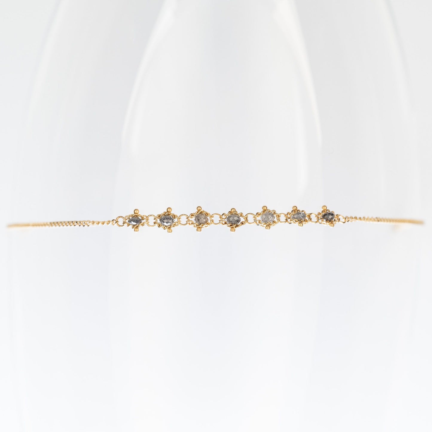 AMÁLI 18K Yellow Gold Petite Textile Bracelet in Grey Diamond