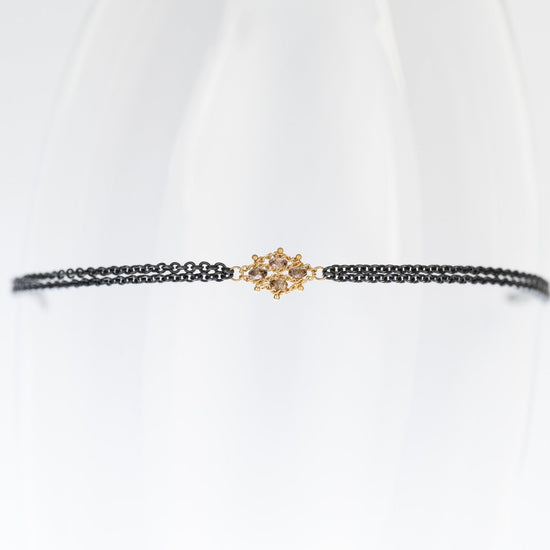 AMÁLI Tiny Woven Bracelet with Champagne Diamonds
