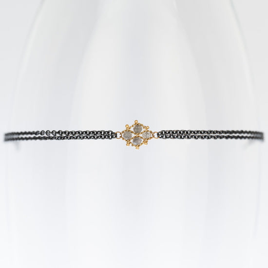 Load image into Gallery viewer, AMÁLI Tiny Woven Bracelet with Grey Diamonds
