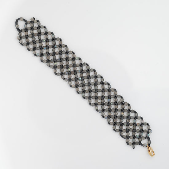 Danielle Welmond Woven Labradorite Bracelet with Grey Silk Cord