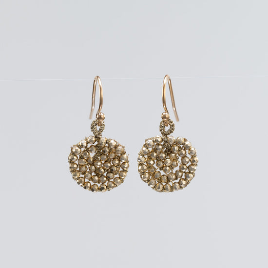 Danielle Welmond Woven Gold Pyrite Coin Earrings
