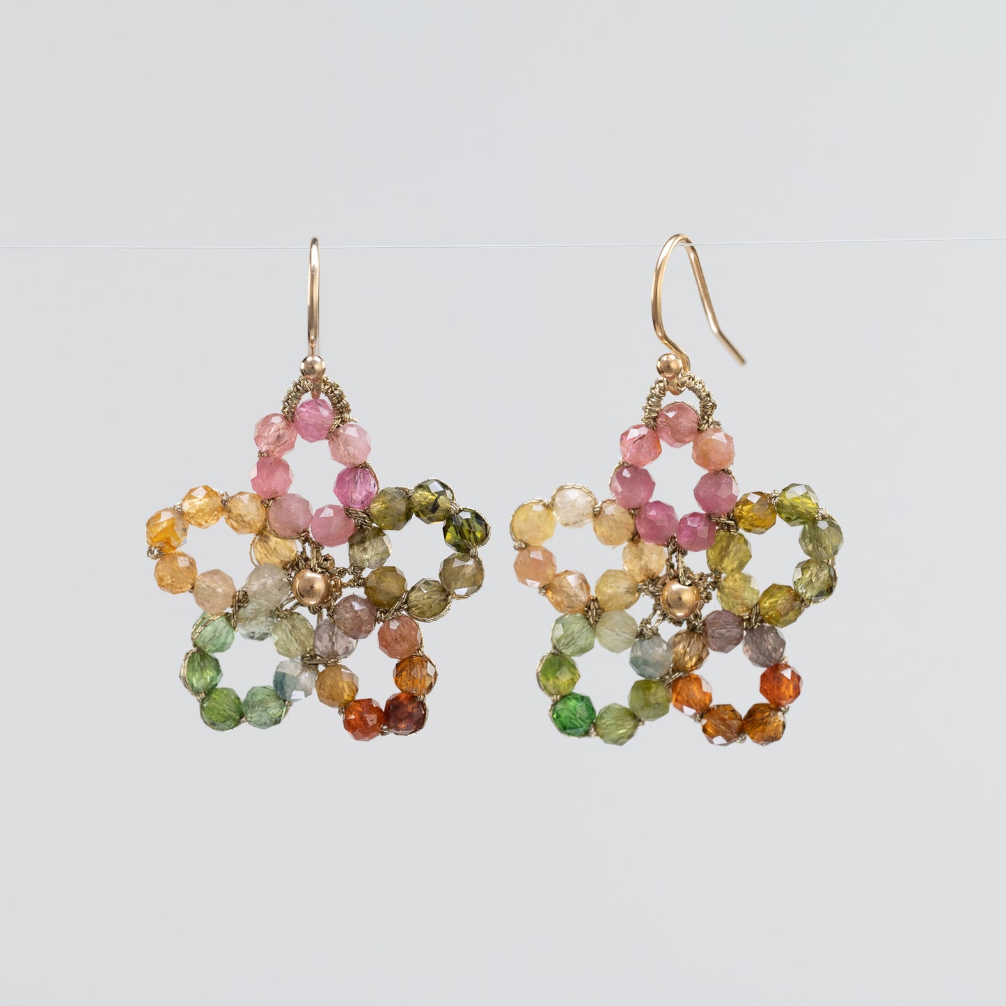 Load image into Gallery viewer, Danielle Welmond Woven Multi Tourmaline Flower Earrings
