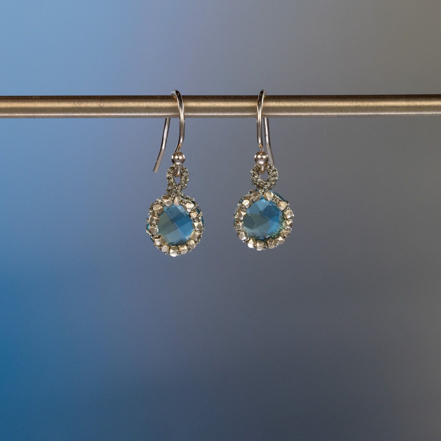 Danielle Welmond Caged Indicolite Earrings with Nugget Orbit