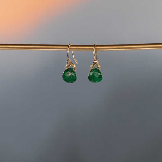 Woven Emerald Drop Earrings