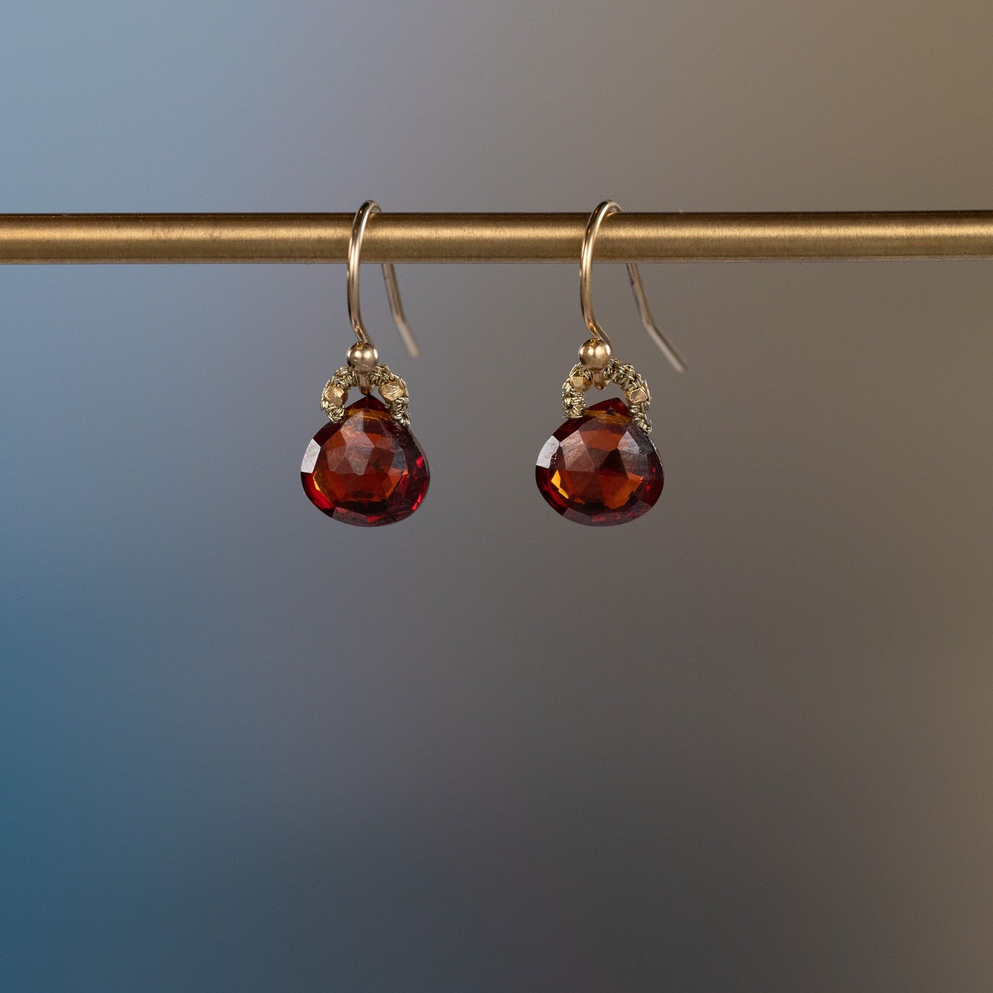 Classic Bubble Garnet Rose Gold Drop Earrings - London Road Jewellery