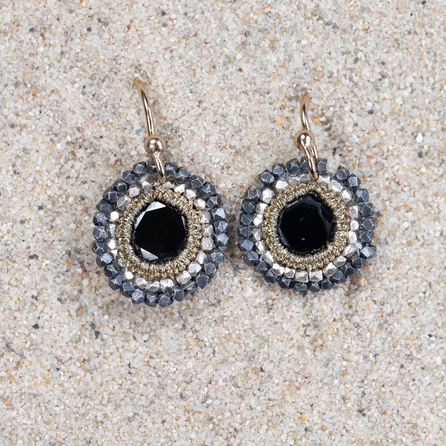 Danielle Welmond Caged Spinel Earrings with Pyrite Orbit