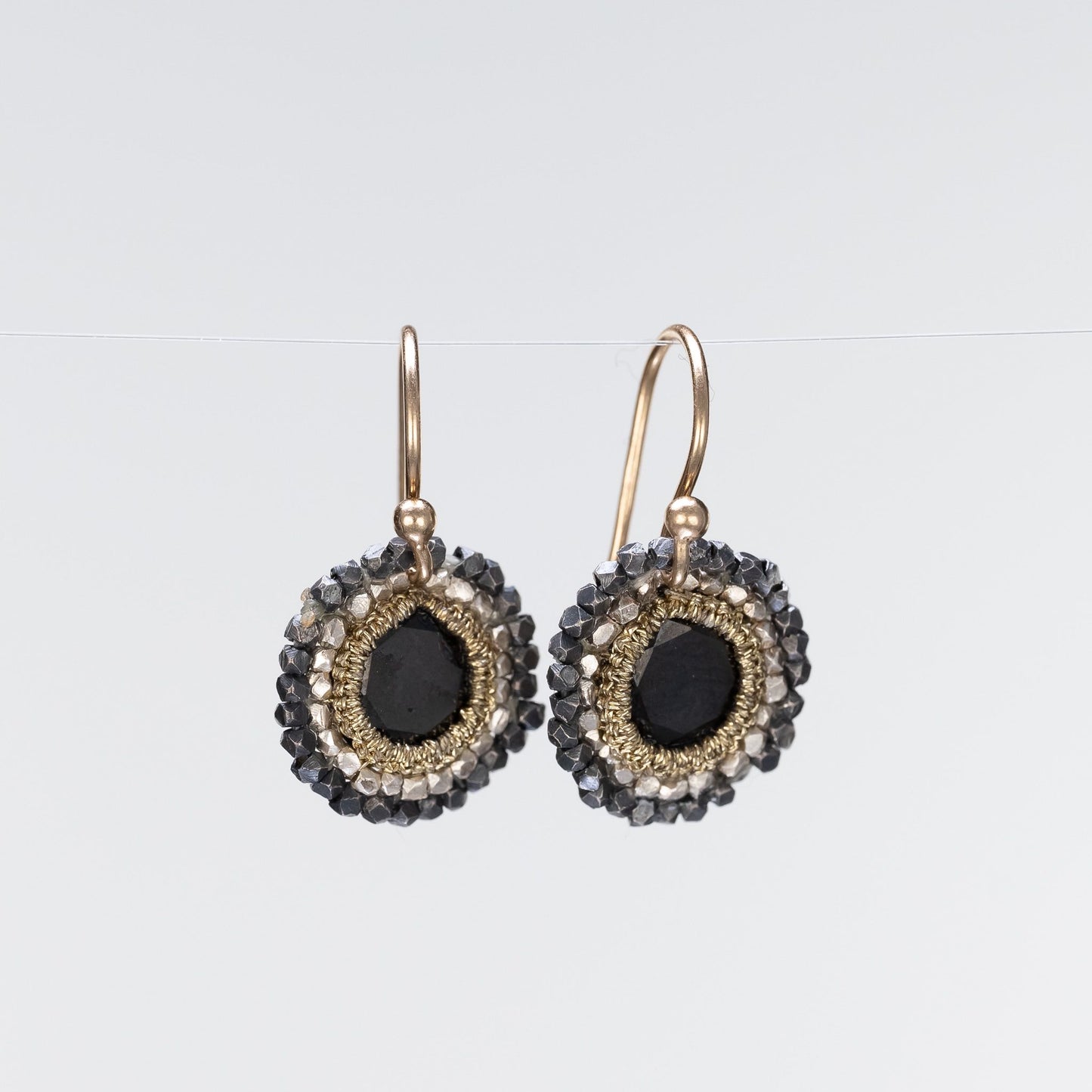Danielle Welmond Caged Spinel Earrings with Pyrite Orbit