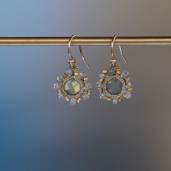 Danielle Welmond Caged Labradorite Earrings with Labradorite and Nugget Orbit