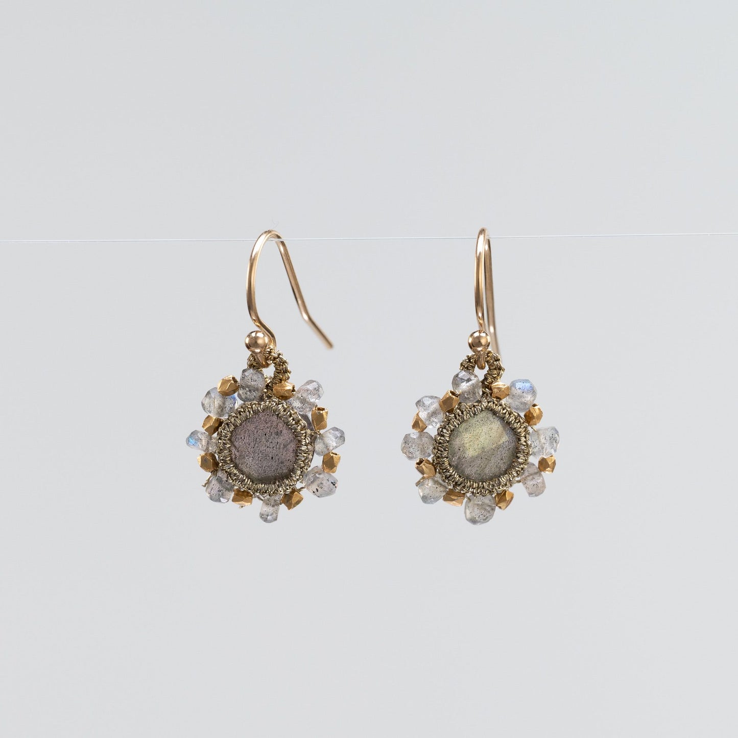 Danielle Welmond Caged Labradorite Earrings with Labradorite and Nugget Orbit