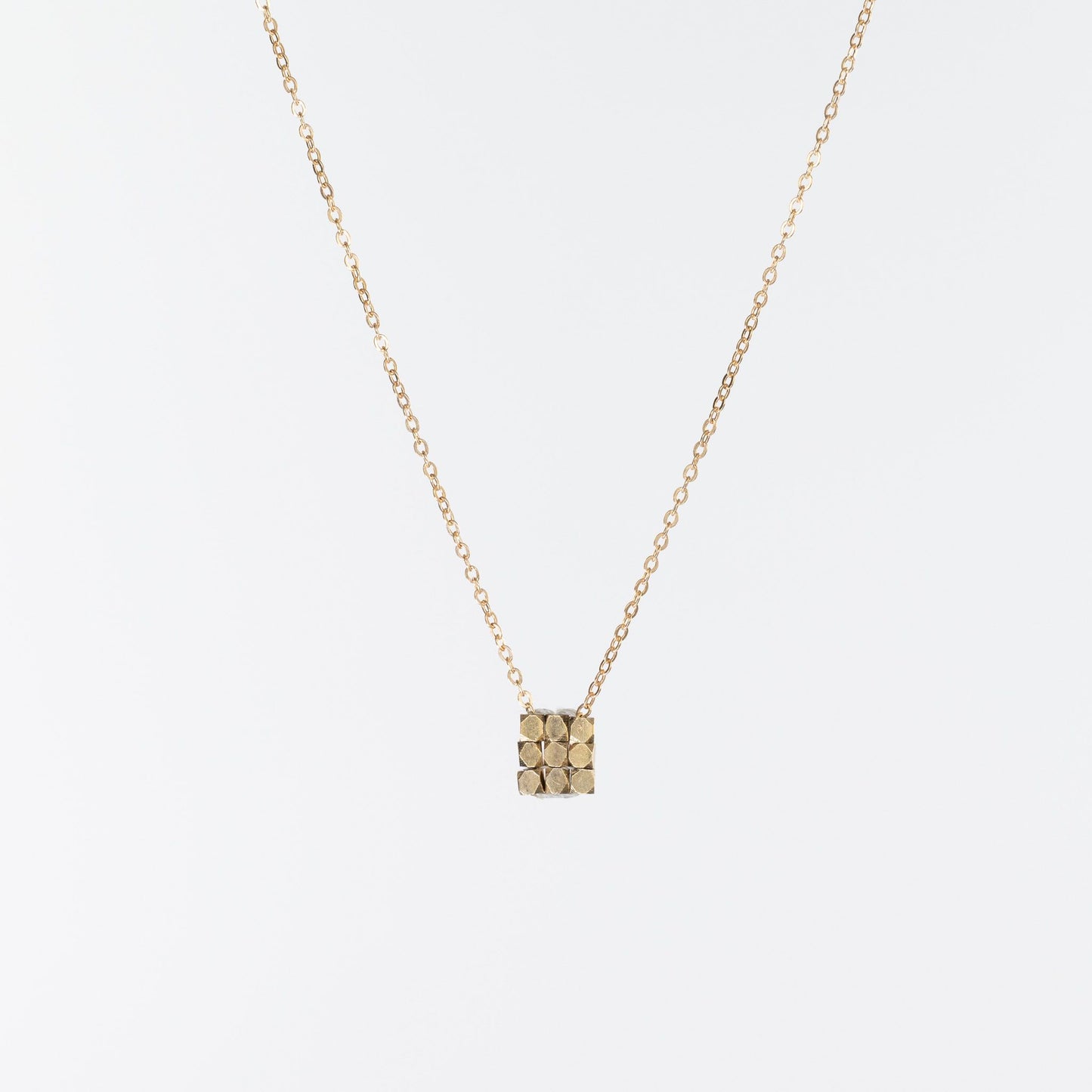Danielle Welmond Woven Gold Square Bead Nugget Necklace