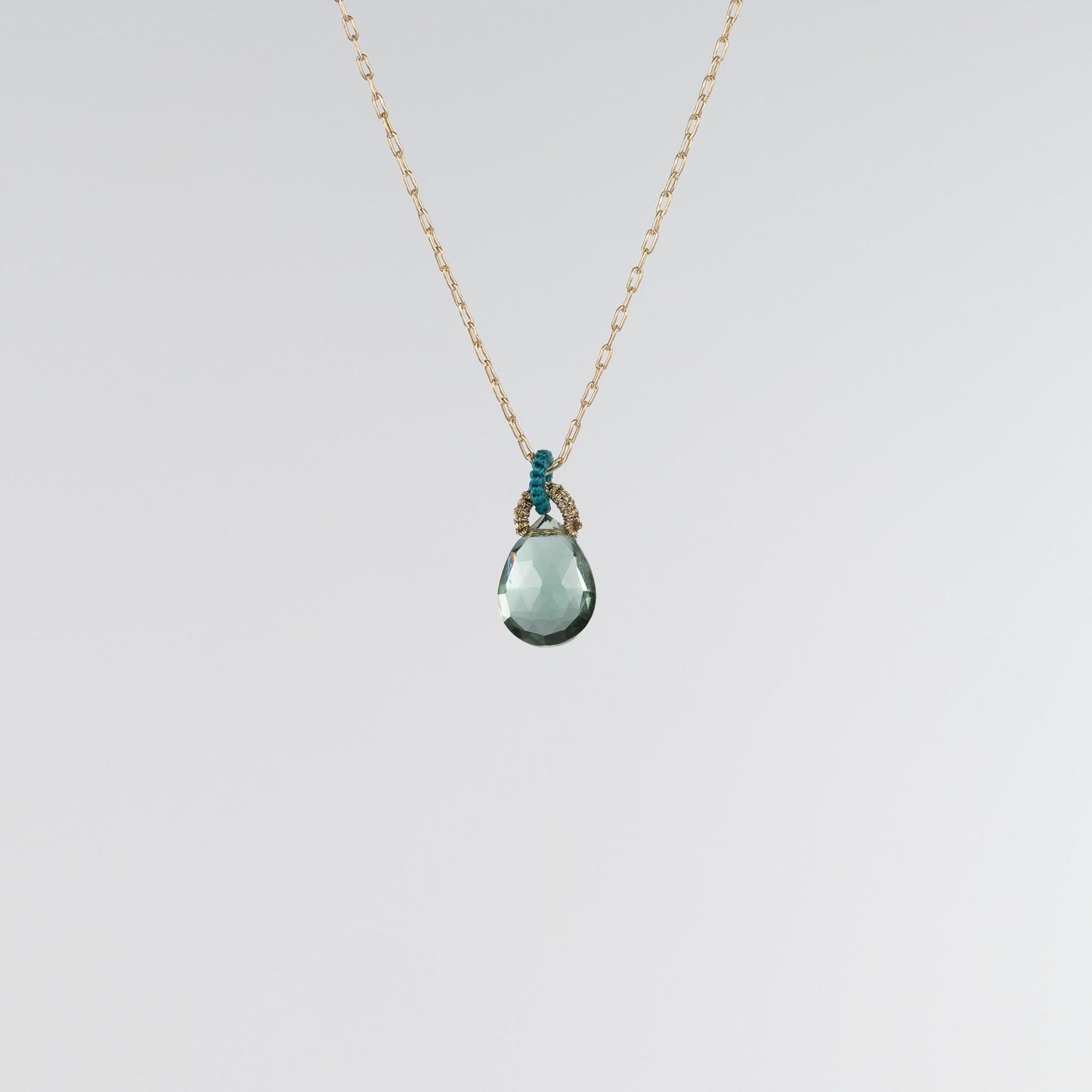 Danielle Welmond Indicolite Drop Necklace with Coordinating Soft Green Silk Cord