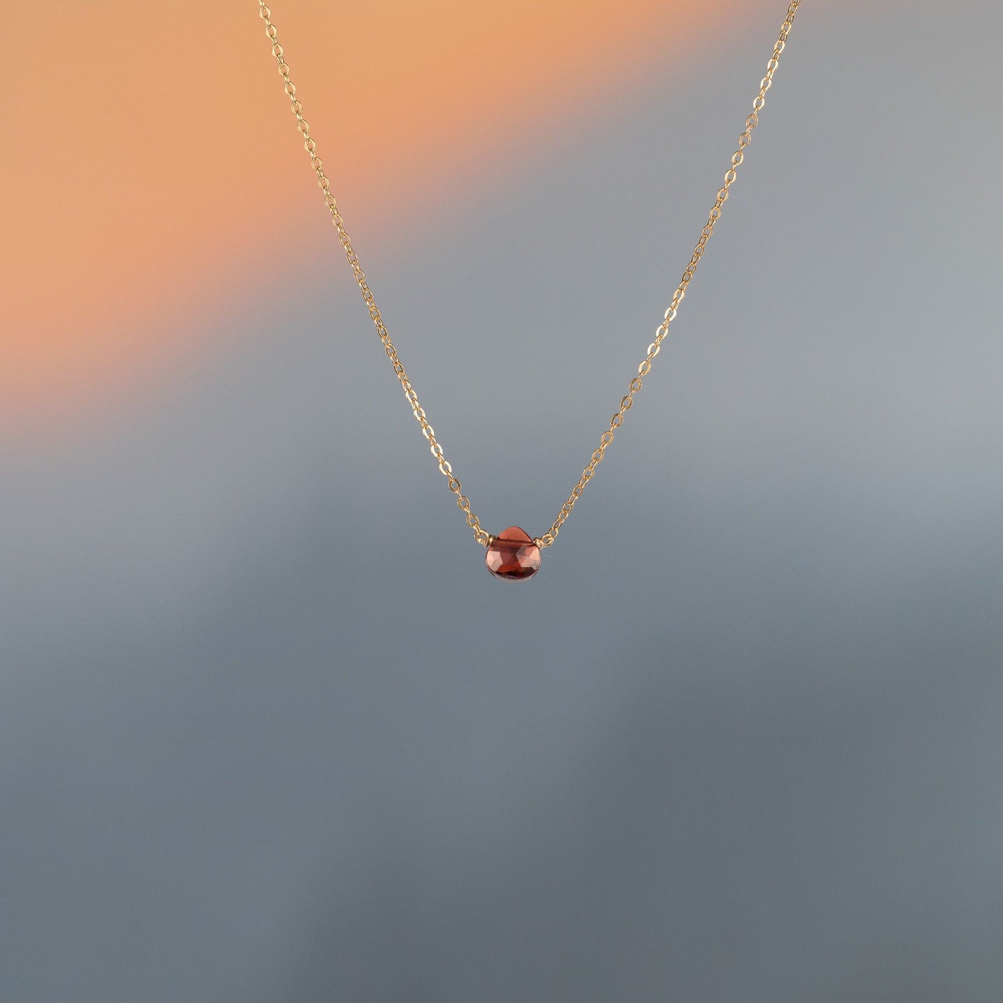 Danielle Welmond Petite Garnet Drop Necklace