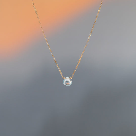 Load image into Gallery viewer, Danielle Welmond Petite Baby Blue Topaz Drop Necklace
