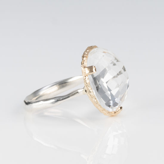 Danielle Welmond 14K and Sterling Banded Crystal Quartz Ring