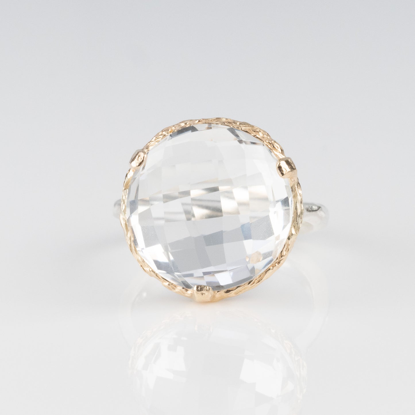 Load image into Gallery viewer, Danielle Welmond 14K and Sterling Banded Crystal Quartz Ring
