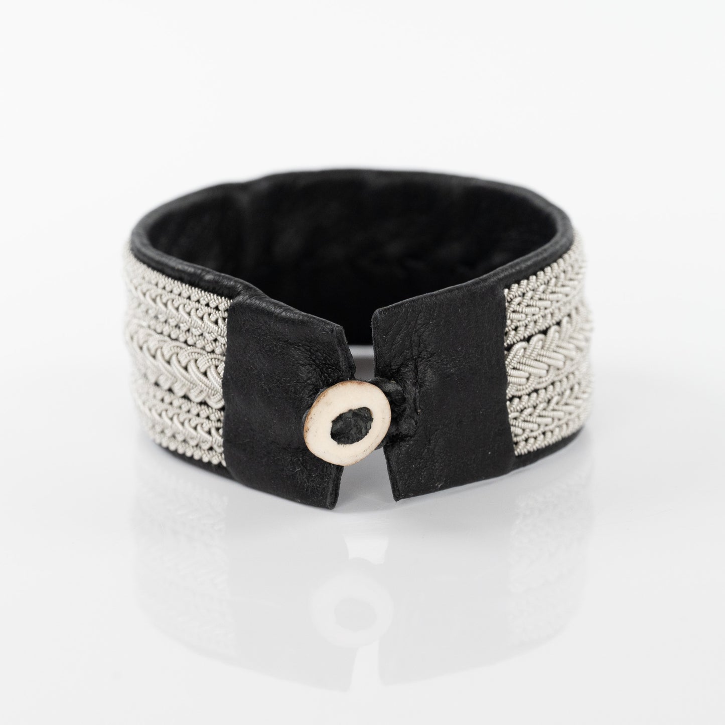 Bjork Double Five Strand Black Bracelet with Braided Boarder