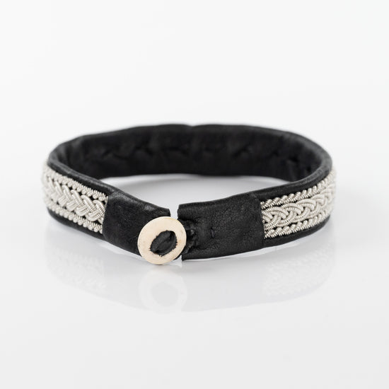 Corfu Double Strand Braid Black Bracelet with Twist Boarder