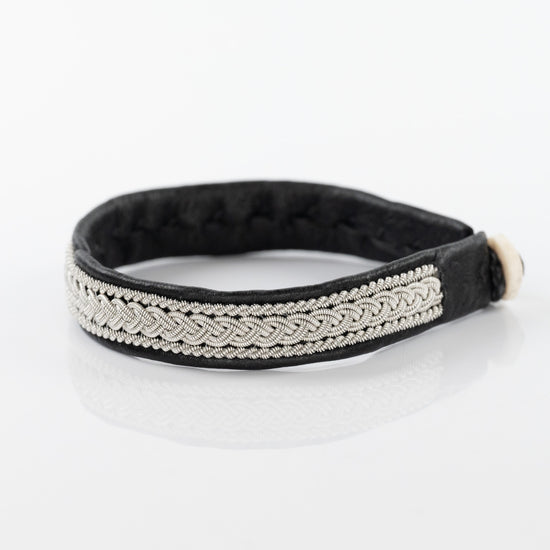 Corfu Double Strand Braid Black Bracelet with Twist Boarder