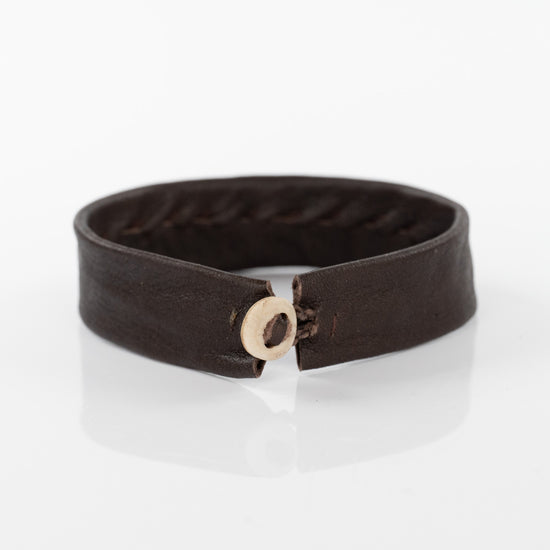 Load image into Gallery viewer, Gold Cross Bracelet on Brown Leather
