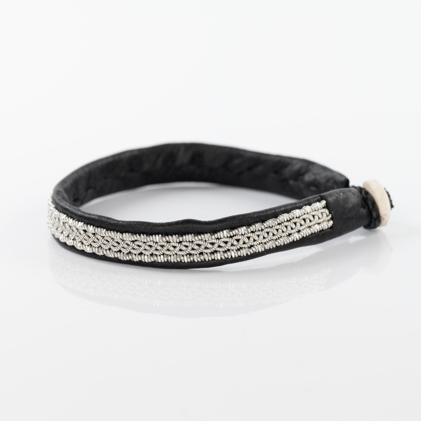 Tindra Braided Black Bracelet with Crimped Coil Boarder
