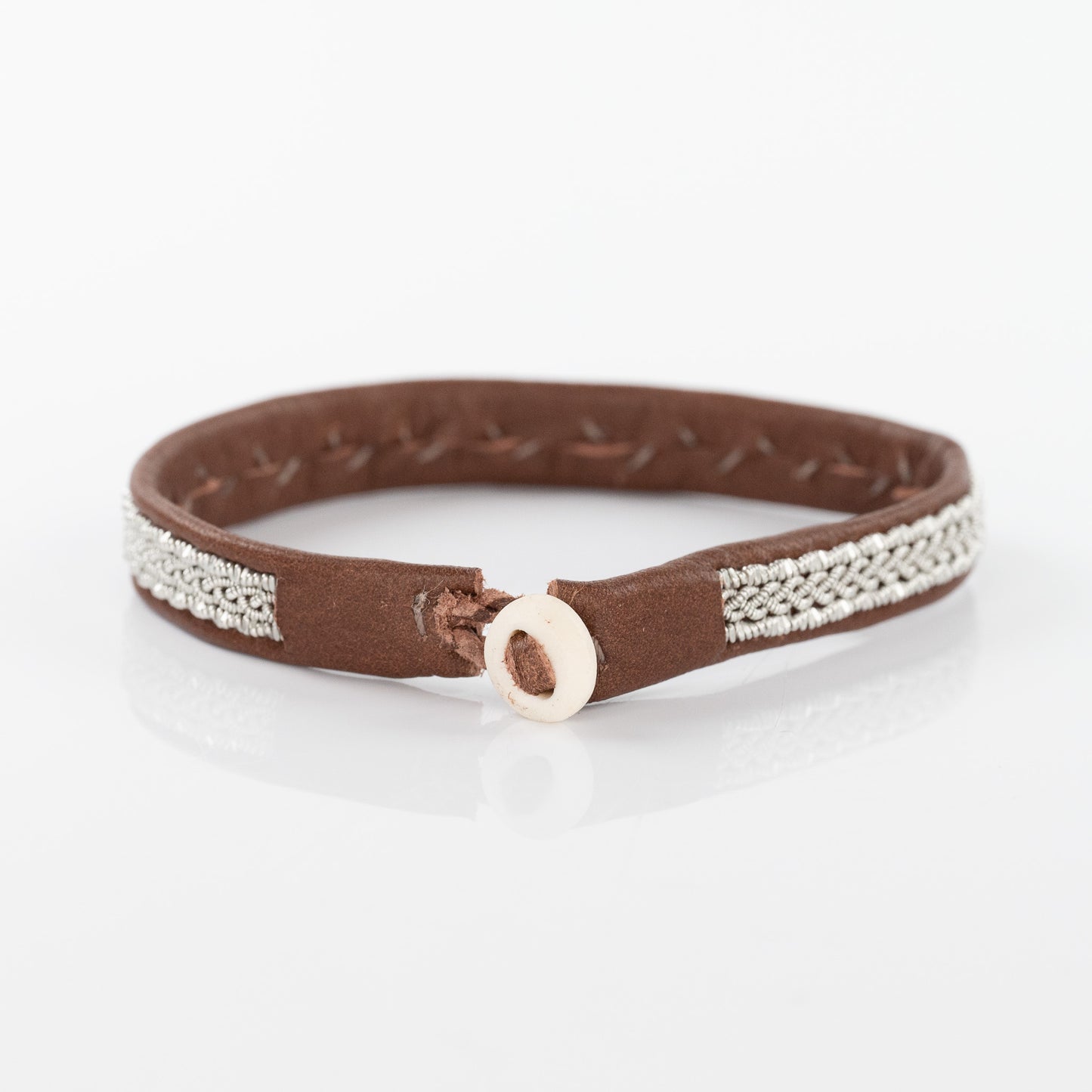 Tindra Braided Chestnut Bracelet with Crimped Coil Boarder