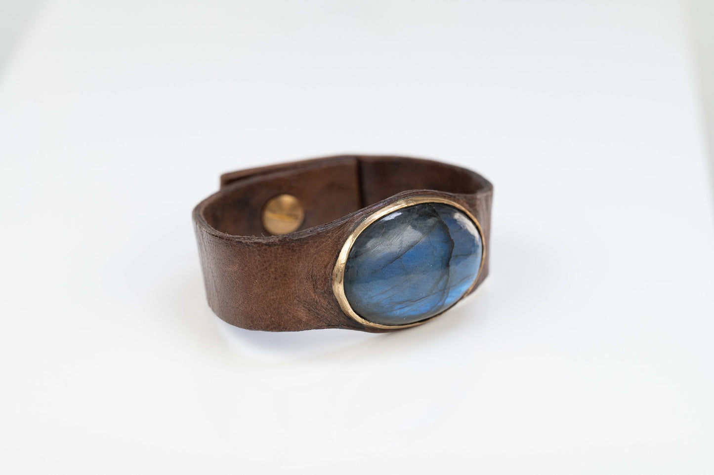 Load image into Gallery viewer, Labradorite Brown Leather Cuff
