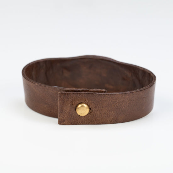 Turquoise Brown Leather Cuff