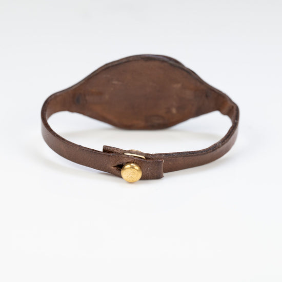 Thin Strapped Turquoise Brown Leather Cuff