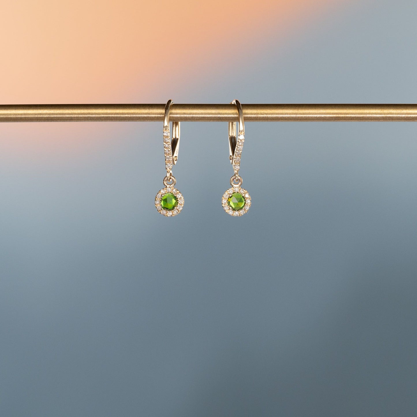 Load image into Gallery viewer, LIVEN 14K Yellow Gold Rosie Chrome Diopside Earrings
