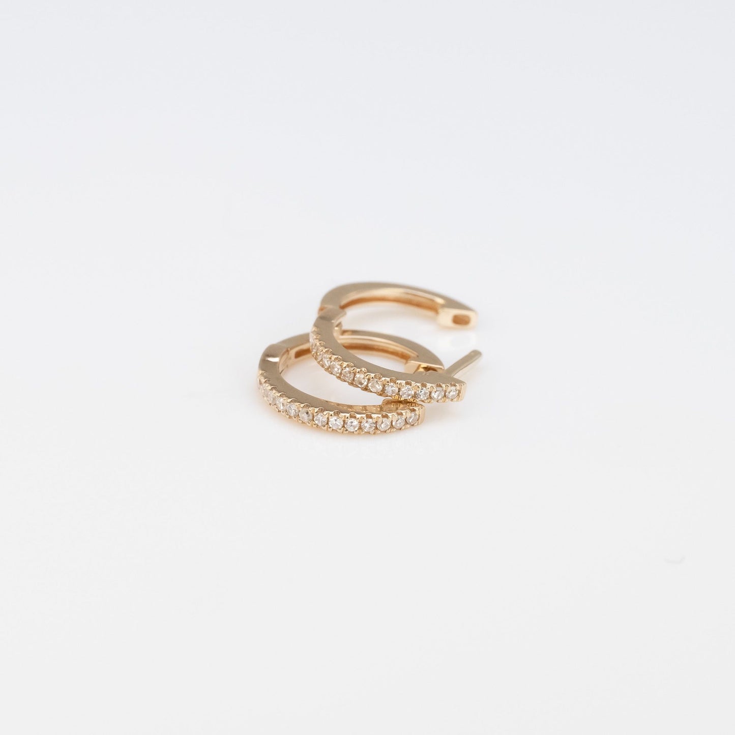 Load image into Gallery viewer, LIVEN 14K Yellow Gold Small Diamond Huggies
