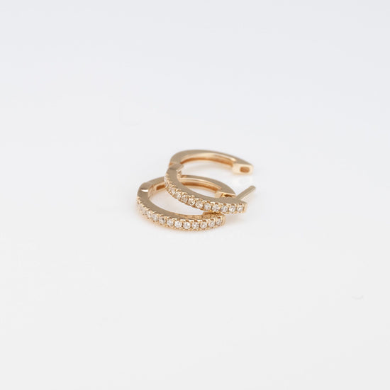 Load image into Gallery viewer, LIVEN 14K Yellow Gold Small Diamond Huggies
