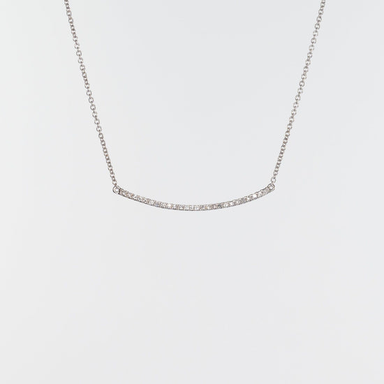 Load image into Gallery viewer, LIVEN 14K White Gold Diamond Bar Necklace
