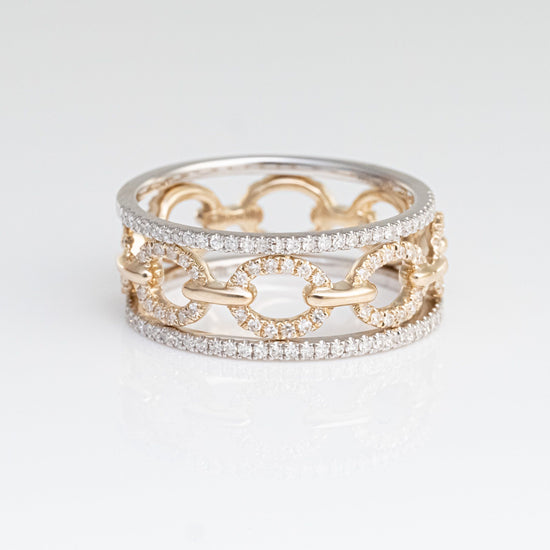 LIVEN 14K Yellow Gold Chain Link Eternity Band