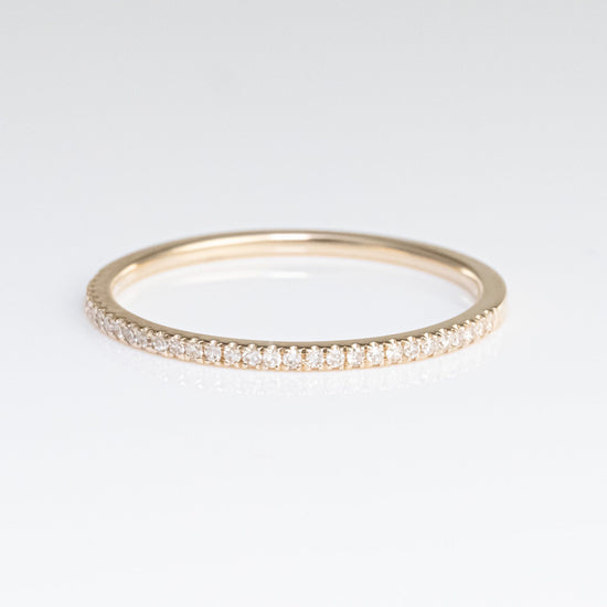 Load image into Gallery viewer, LIVEN 14K Yellow Gold Thin Diamond Halfway Band
