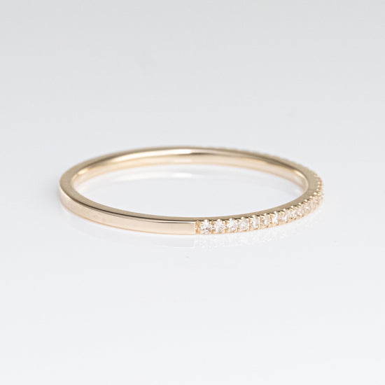 Load image into Gallery viewer, LIVEN 14K Yellow Gold Thin Diamond Halfway Band
