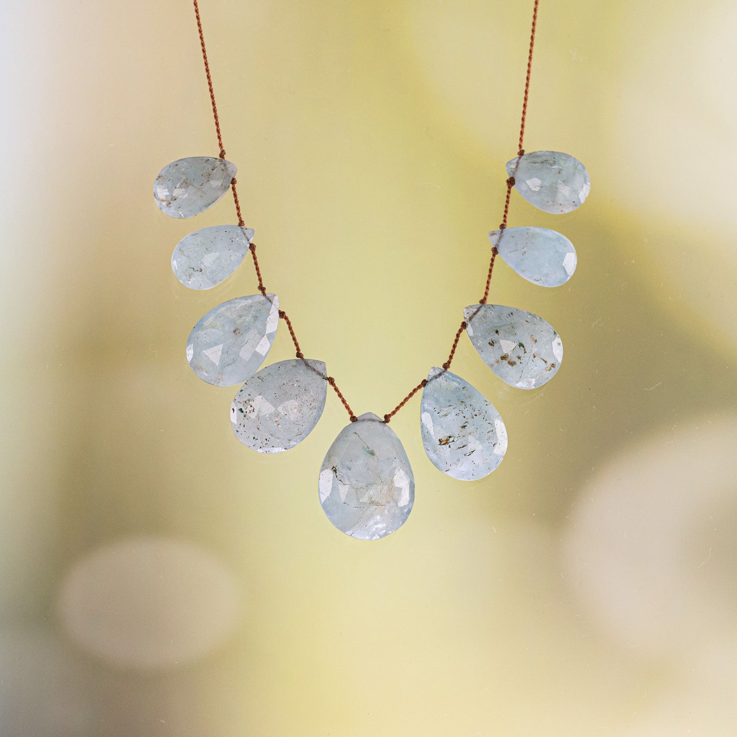 Load image into Gallery viewer, Floating Aquamarine Adjustable Beaded Necklace
