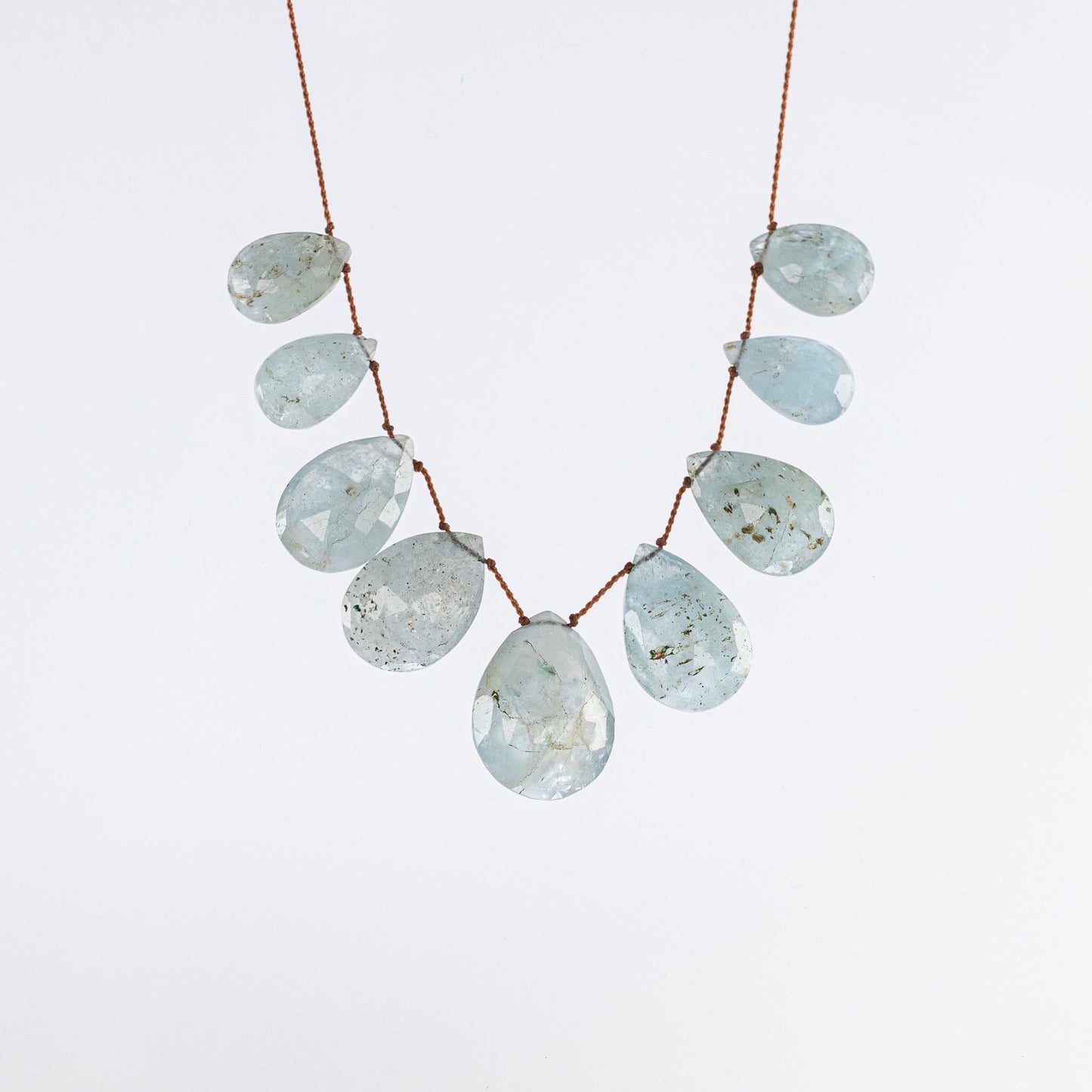 Load image into Gallery viewer, Floating Aquamarine Adjustable Beaded Necklace

