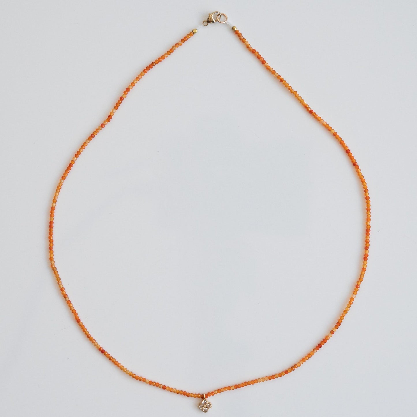 Load image into Gallery viewer, Carnelian Beaded Necklace with 18K Diamond Drop
