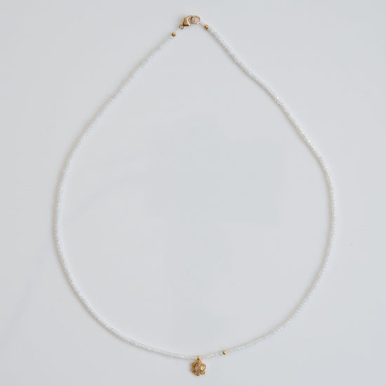 Load image into Gallery viewer, White Zircon Beaded Necklace with 18K Diamond Drop
