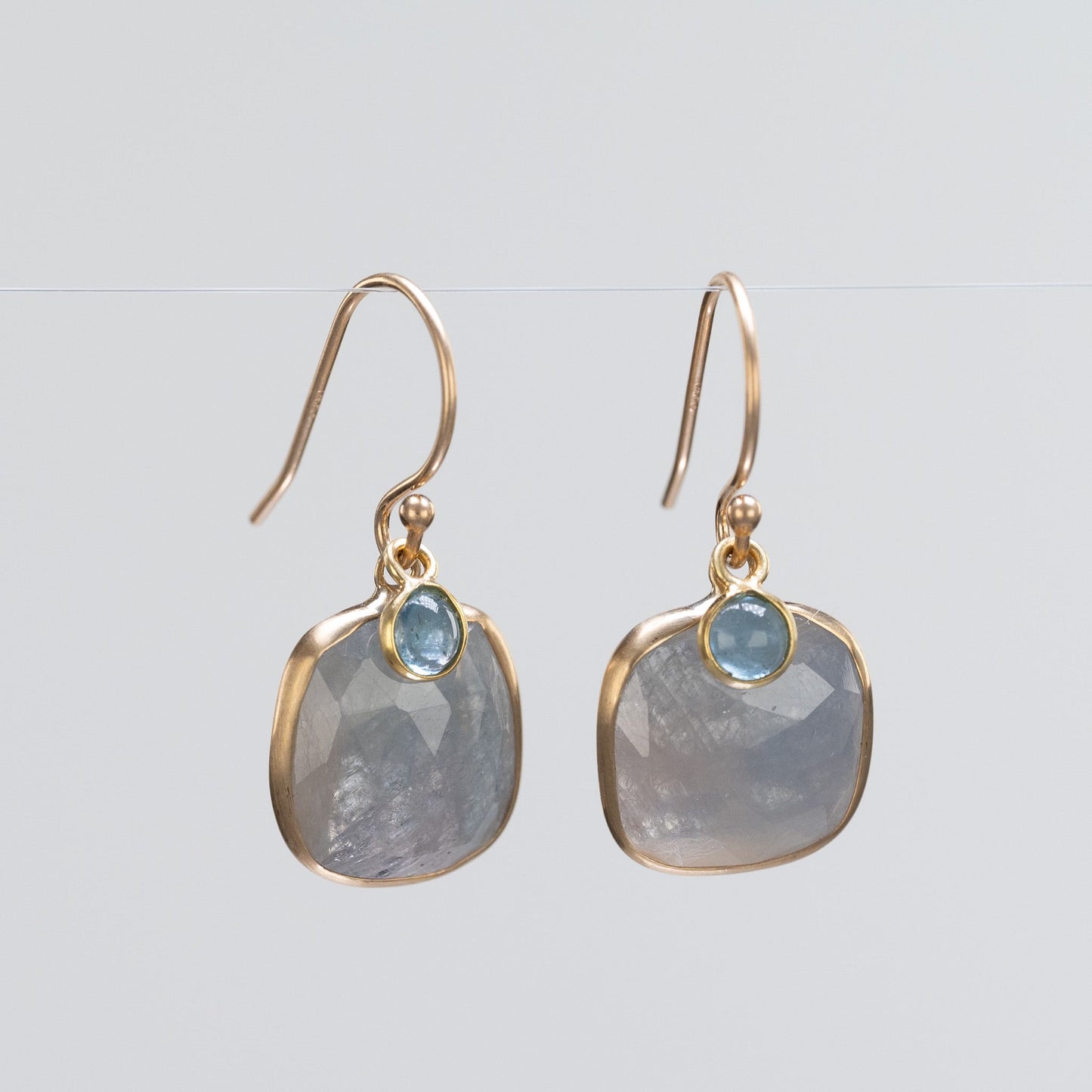 14K Sapphire + 18K Aquamarine Drop Earrings