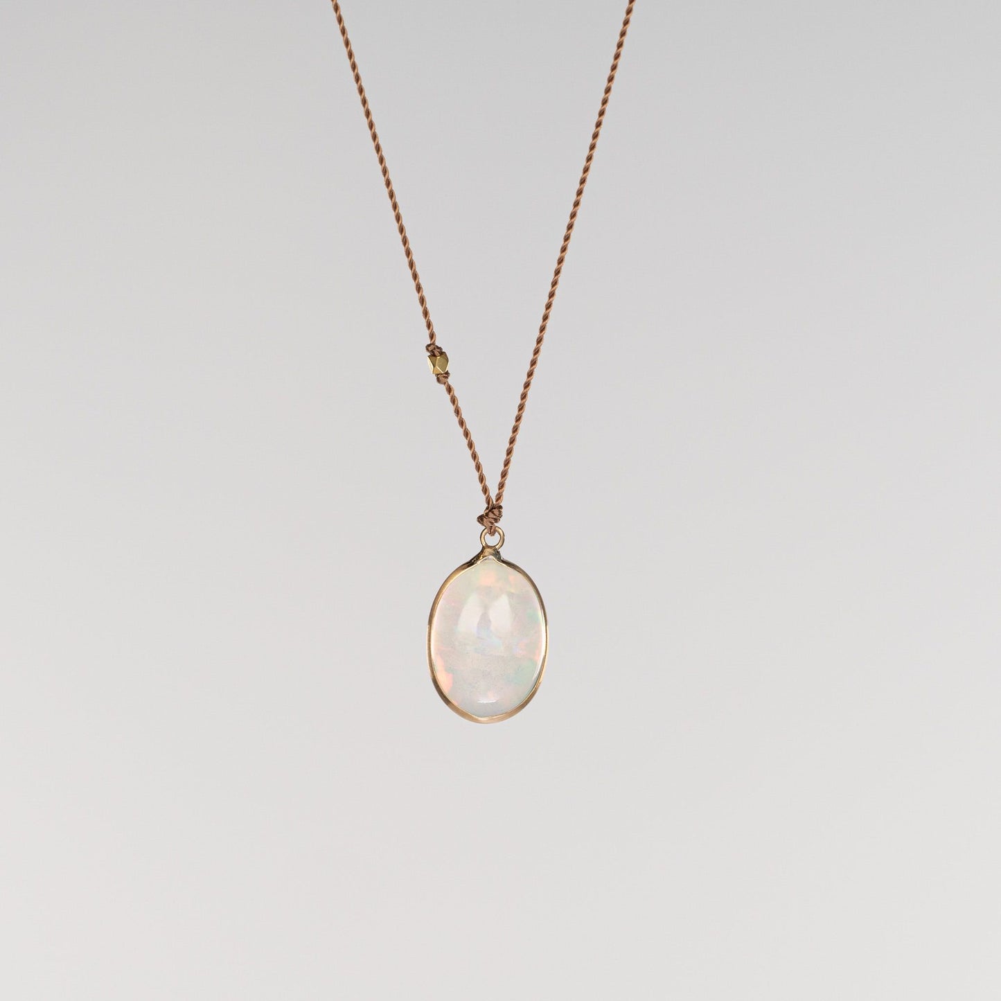 14K Yellow Gold Cabochon Opal Necklace